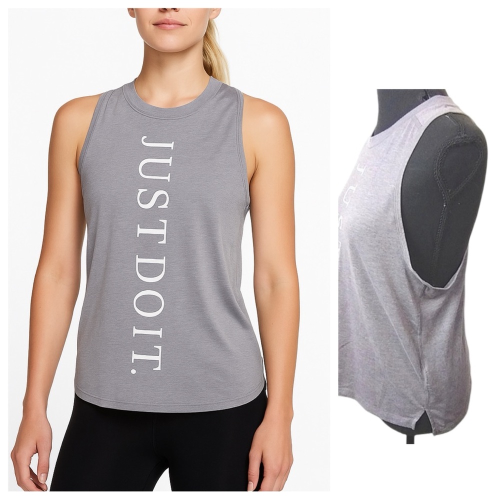 Nike Gray Dri-Fit Tank Racerback Gym Yoga Drop Arm Holes Top Size XL